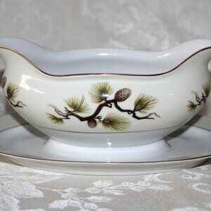 Mikasa Shasta Pine Gravy Boat with Underplate | Narumi Japan
